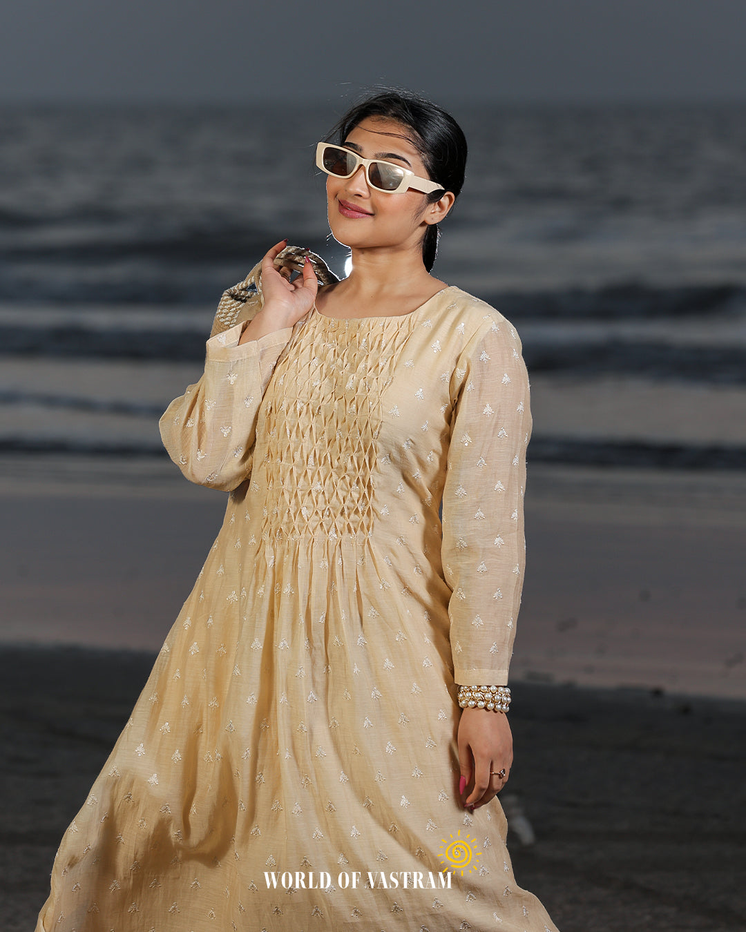 Cream Small Butti Floral Dress