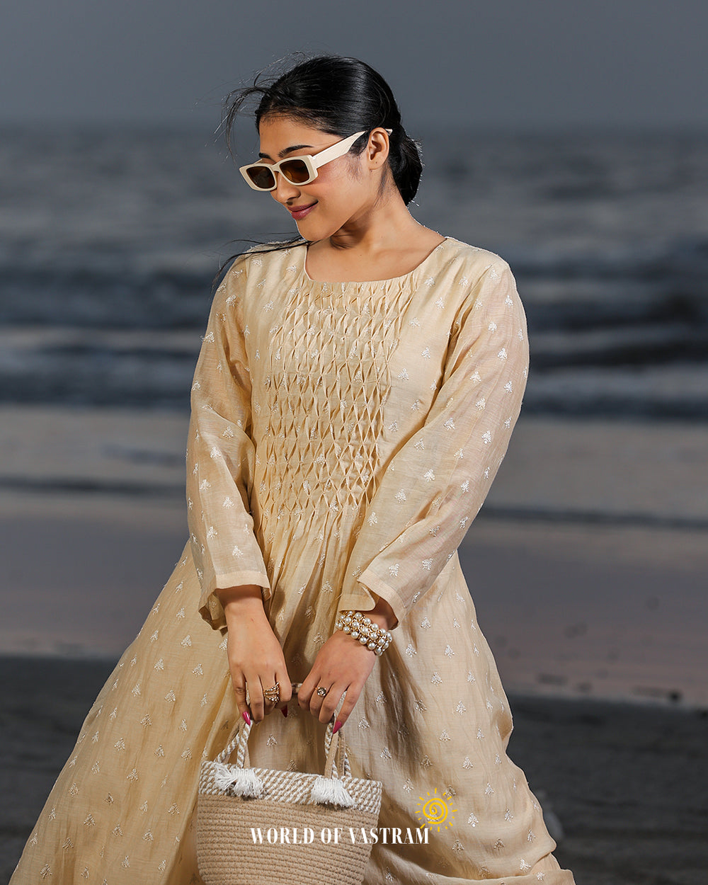 Cream Small Butti Floral Dress