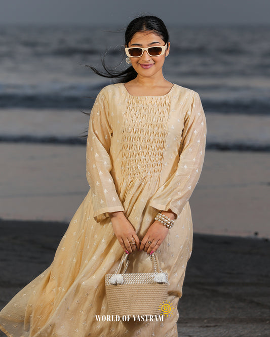 Cream Small Butti Floral Dress
