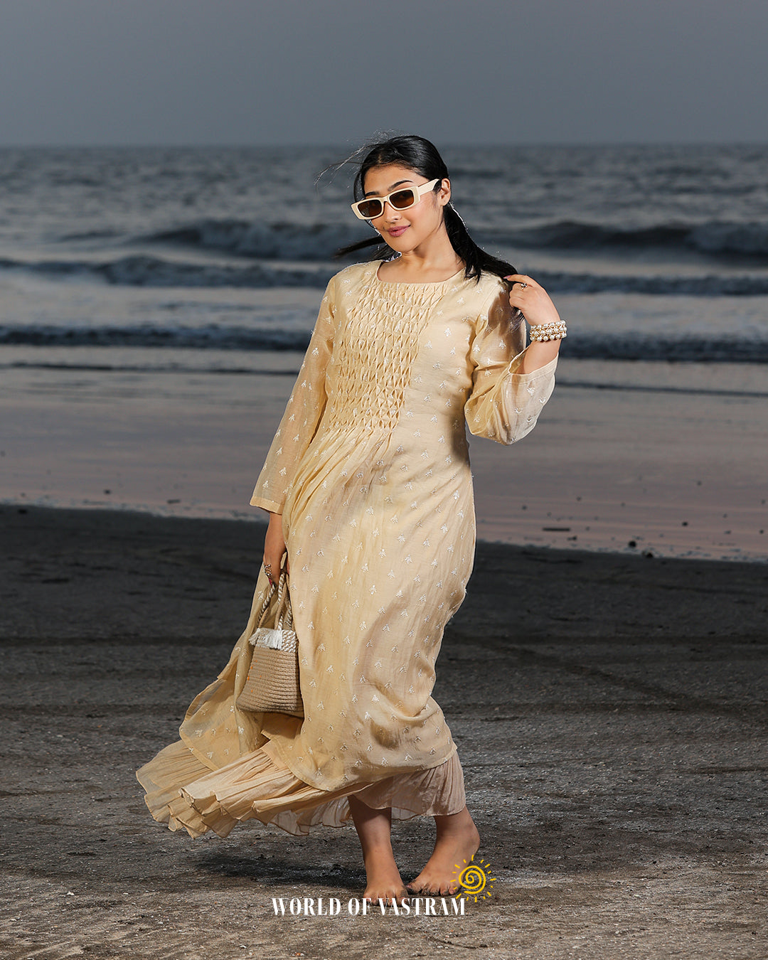Cream Small Butti Floral Dress