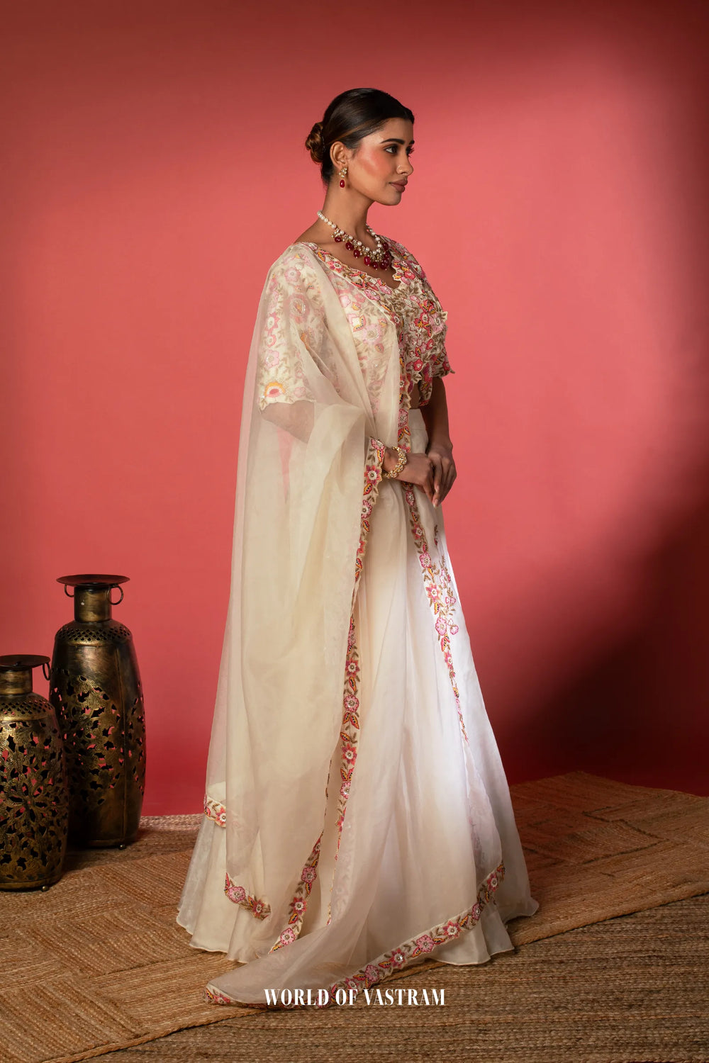 White Flared Lehenga Set