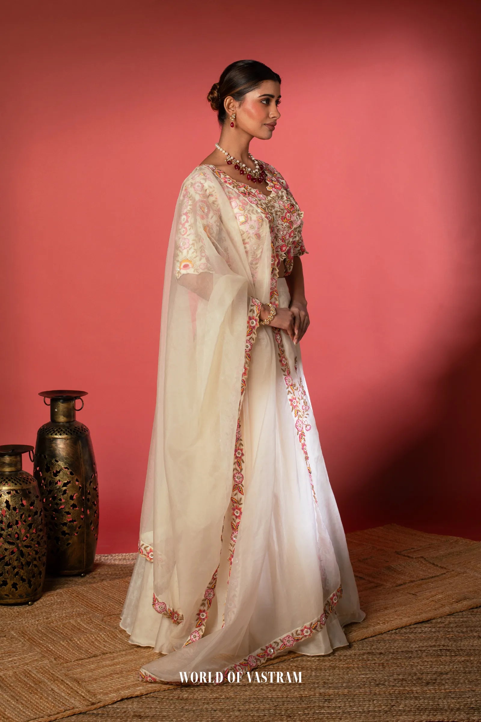 White Flared Lehenga Set