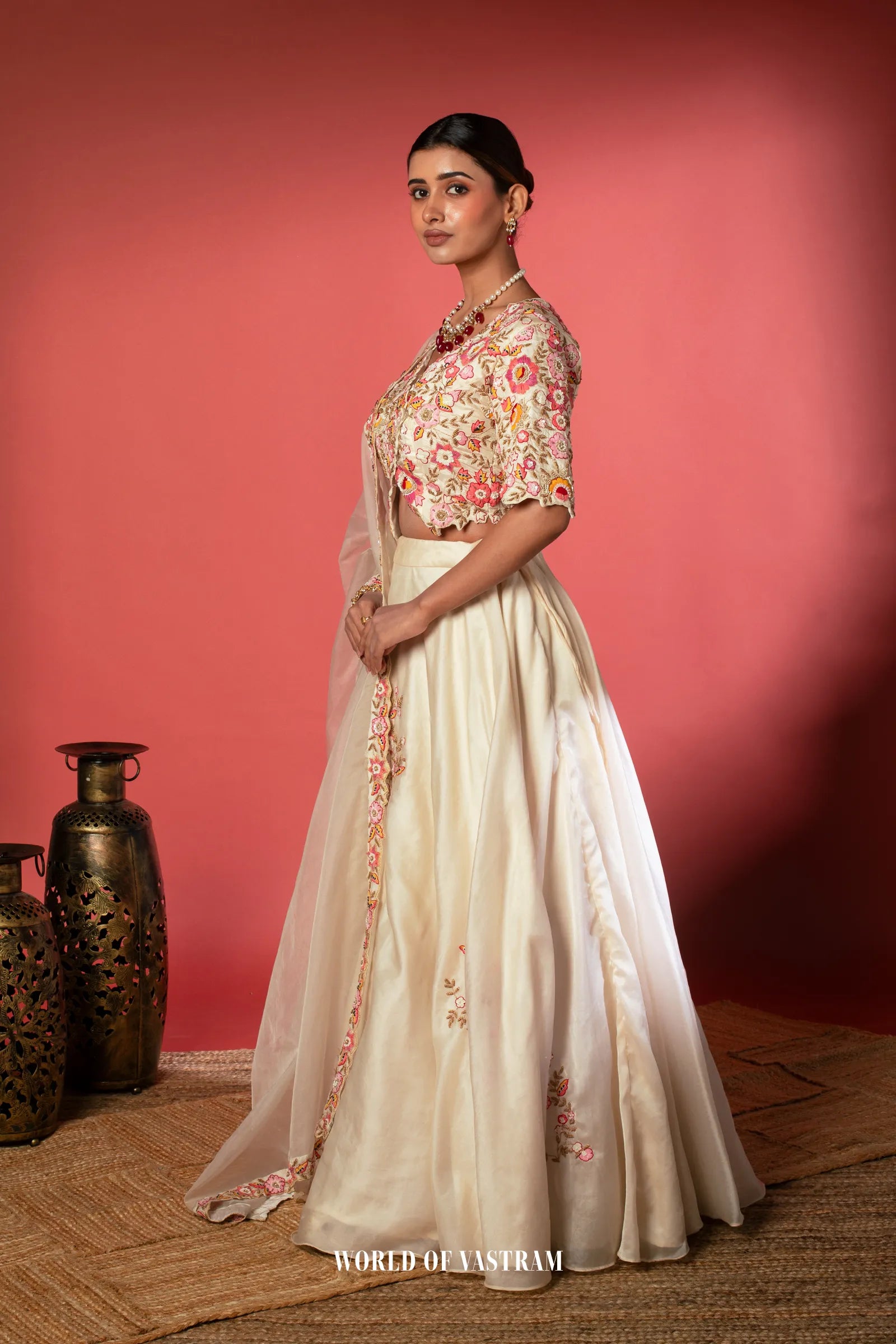 White Flared Lehenga Set