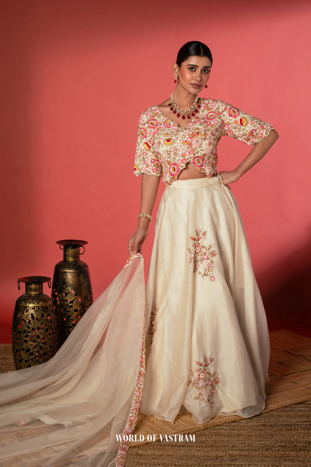 White Flared Lehenga Set