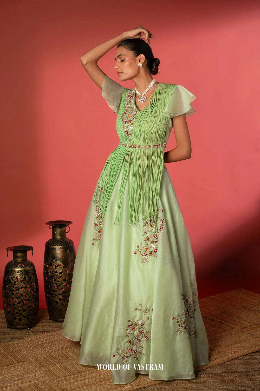 Mint Green Indo Western Lehenga