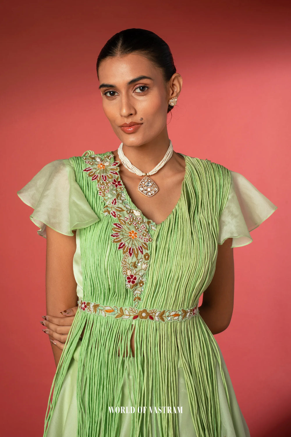 Mint Green Indo Western Lehenga