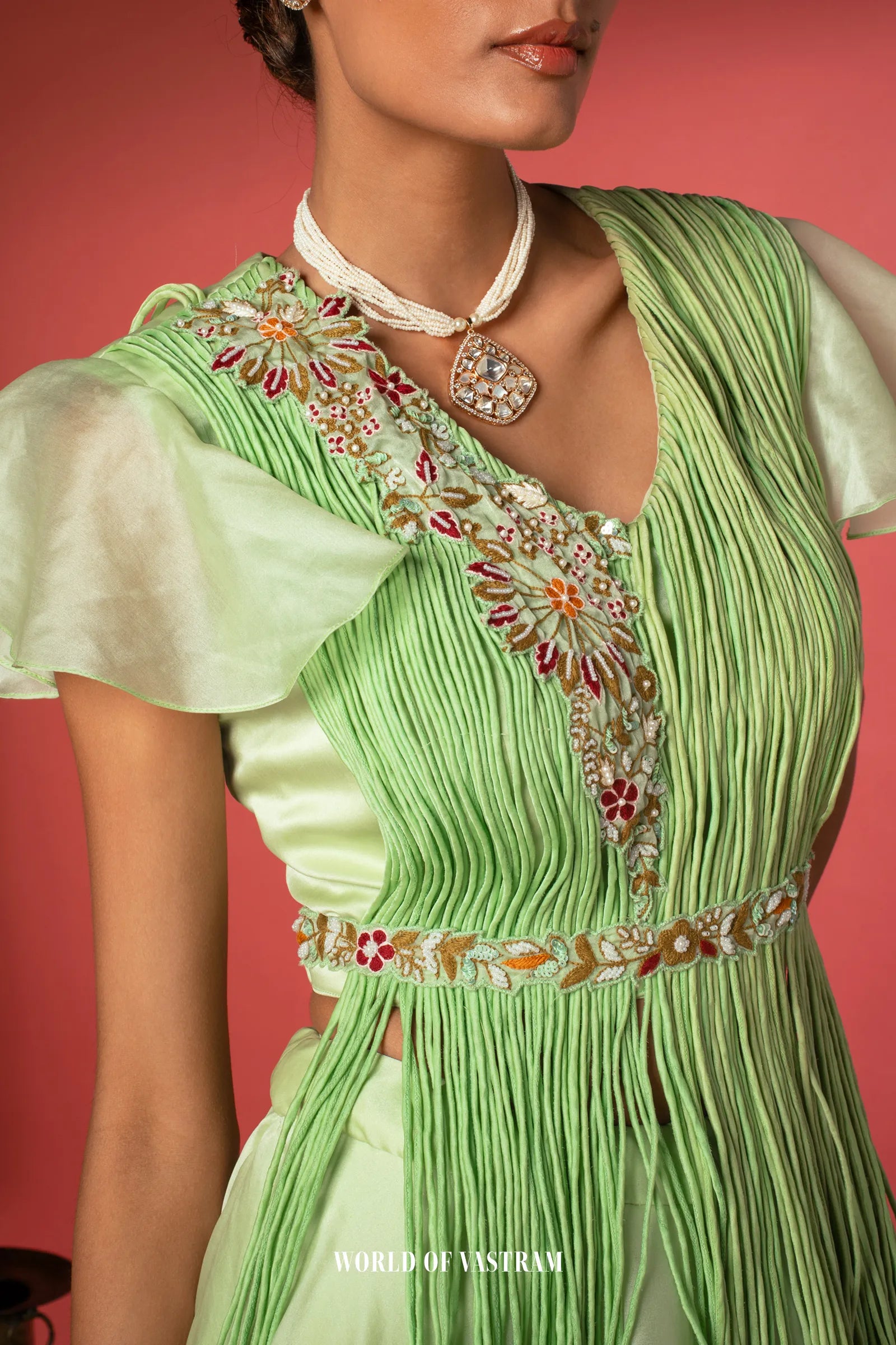 Mint Green Indo Western Lehenga