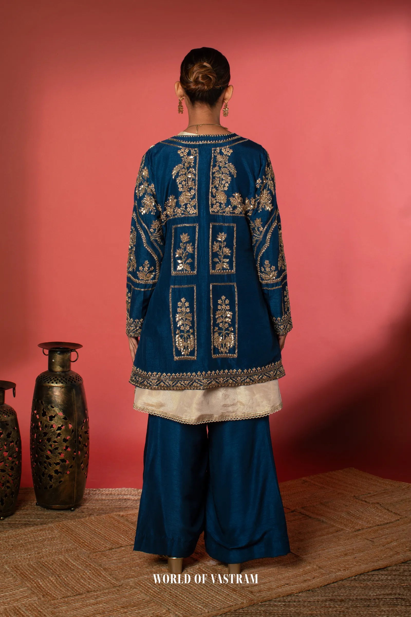 Royal Blue Jacket Palazzo Set