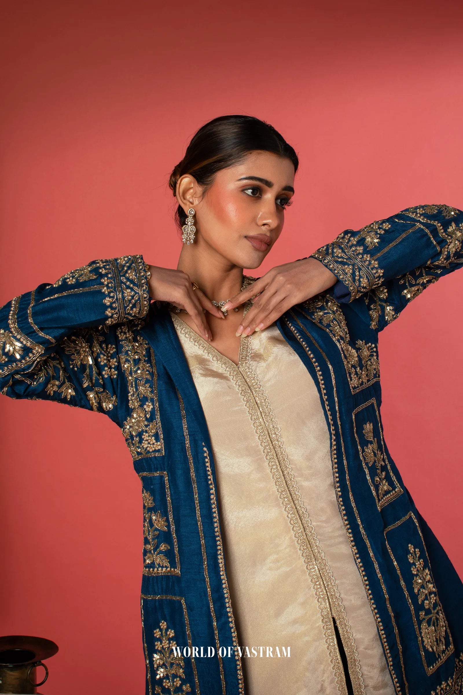Royal Blue Jacket Palazzo Set