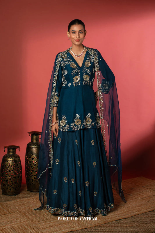 Navy blue Indo-Western Lehenga