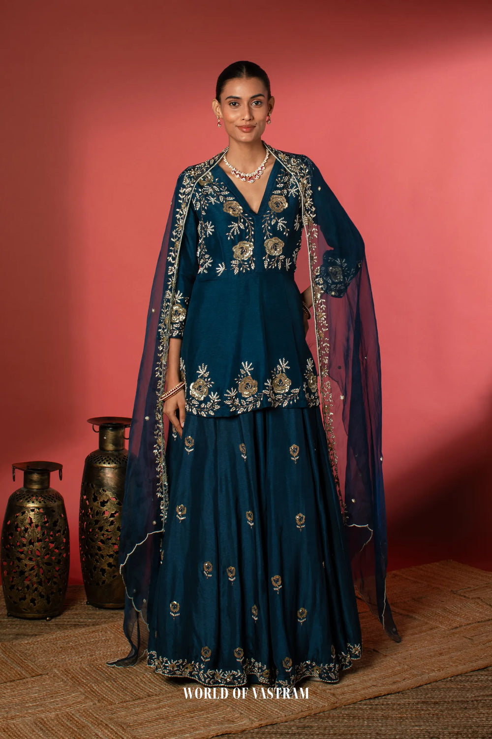 Navy blue Indo-Western Lehenga