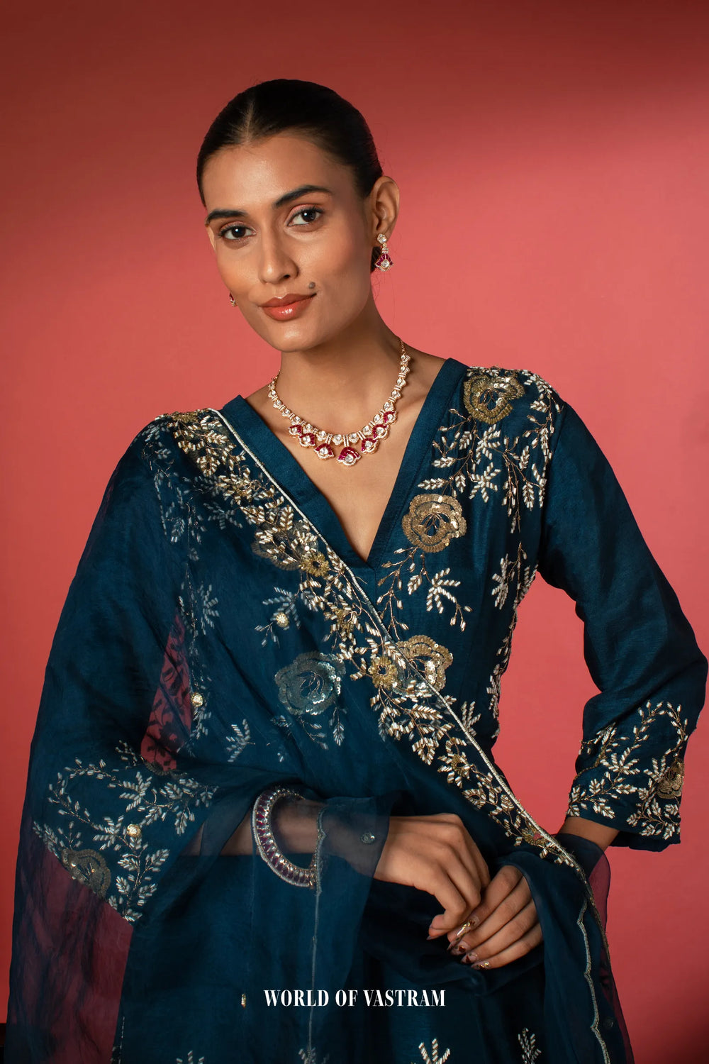 Navy blue Indo-Western Lehenga