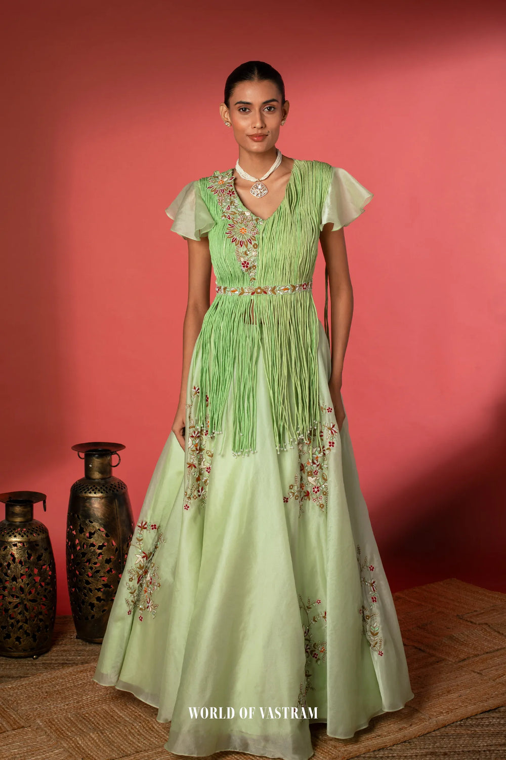 Mint Green Indo Western Lehenga