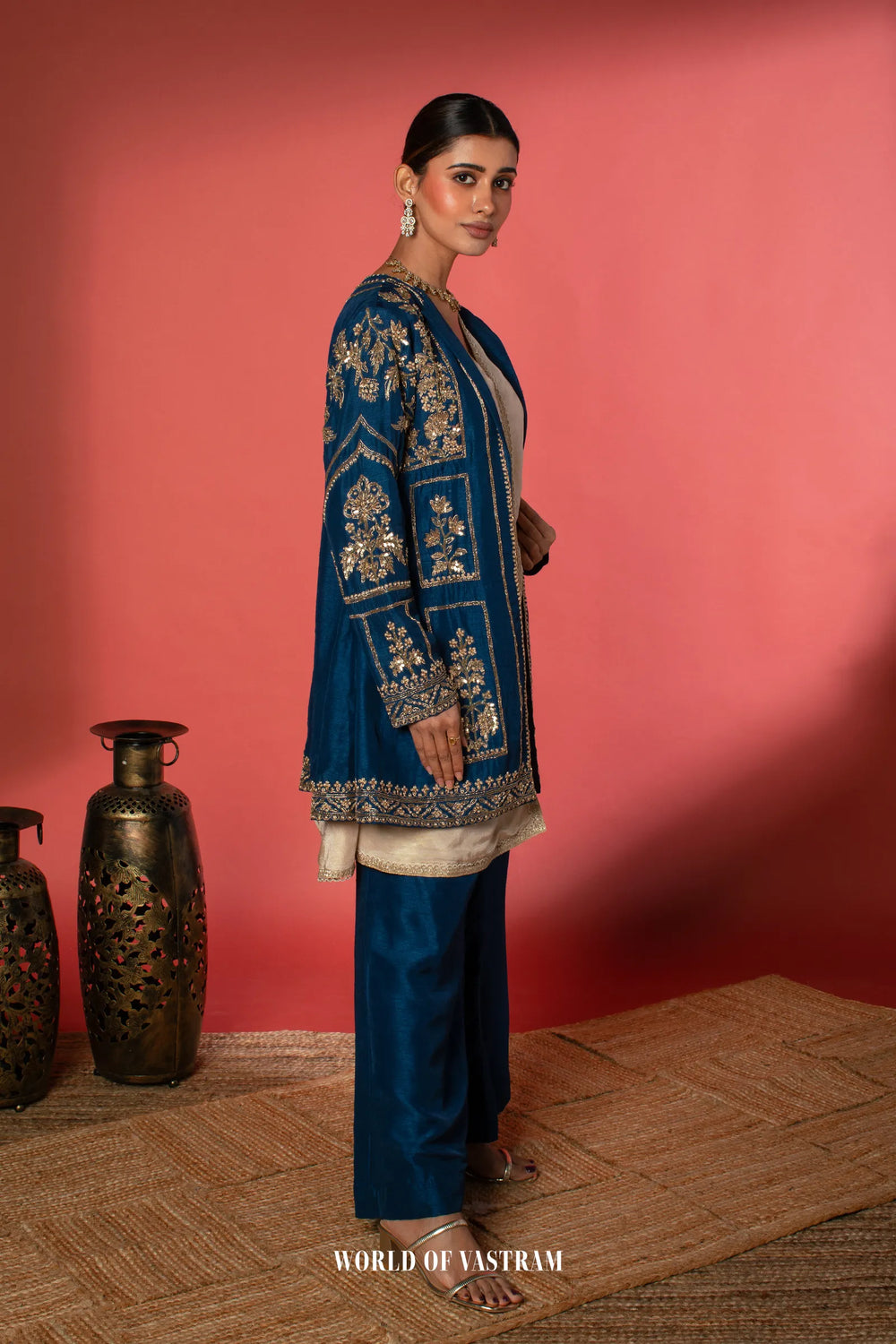 Royal Blue Jacket Palazzo Set