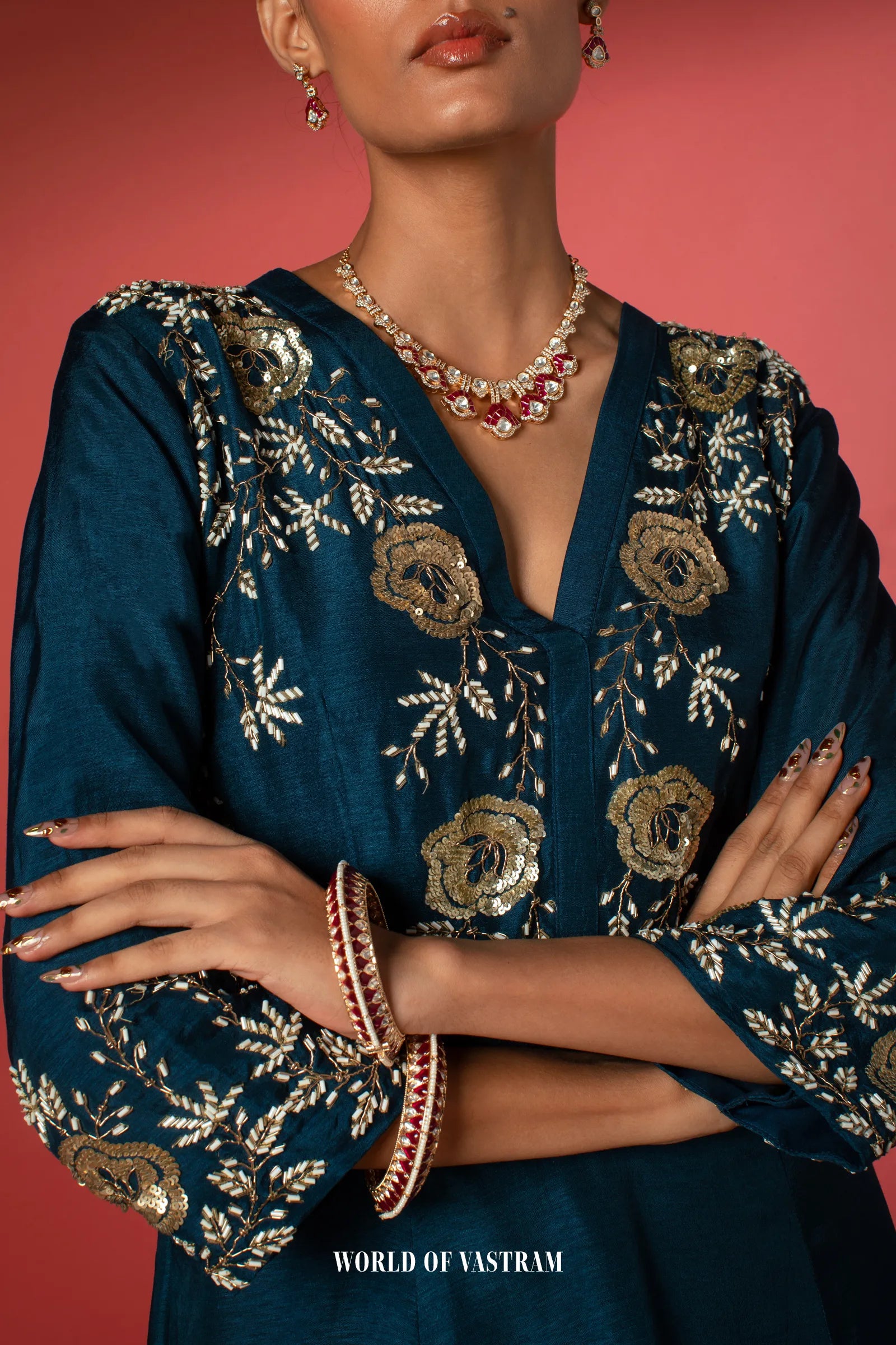 Navy blue Indo-Western Lehenga