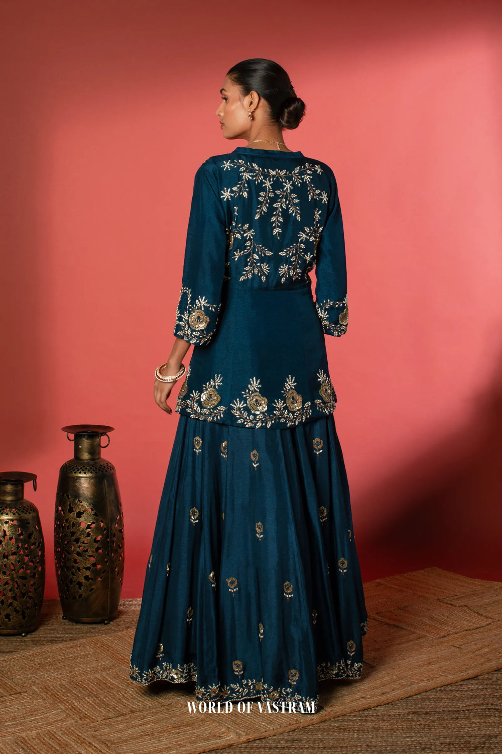 Navy blue Indo-Western Lehenga