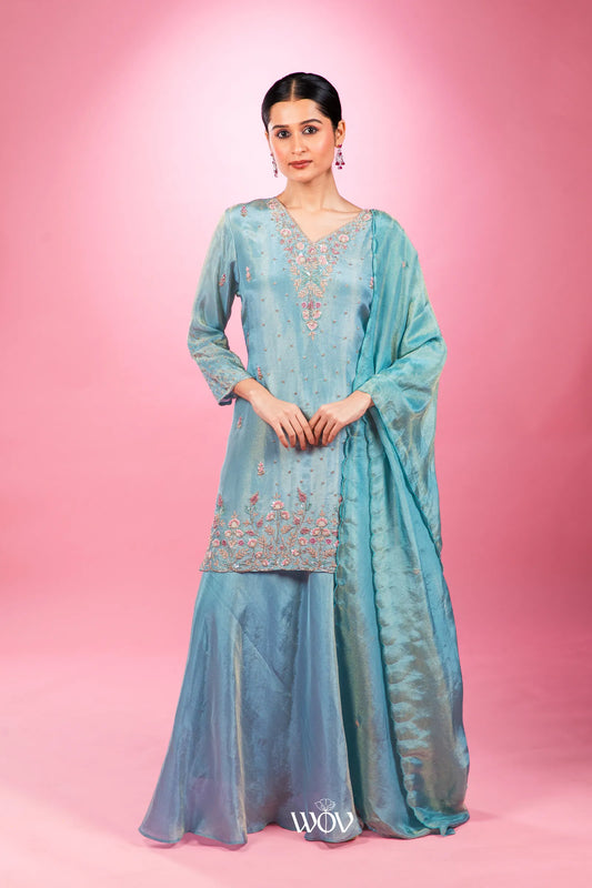 Aqua blue Kurta set