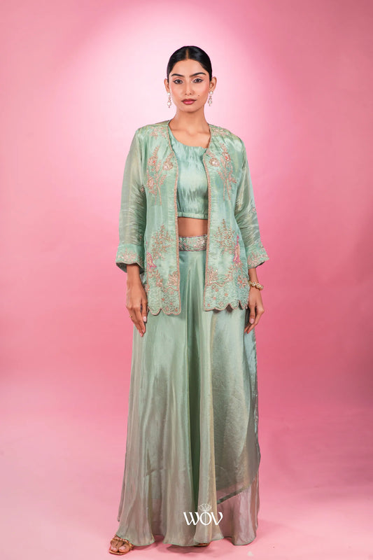 Sage-green Indo-Western Set