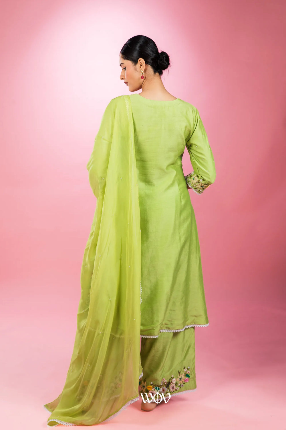 🌿 Lime Blossom Kurta Set