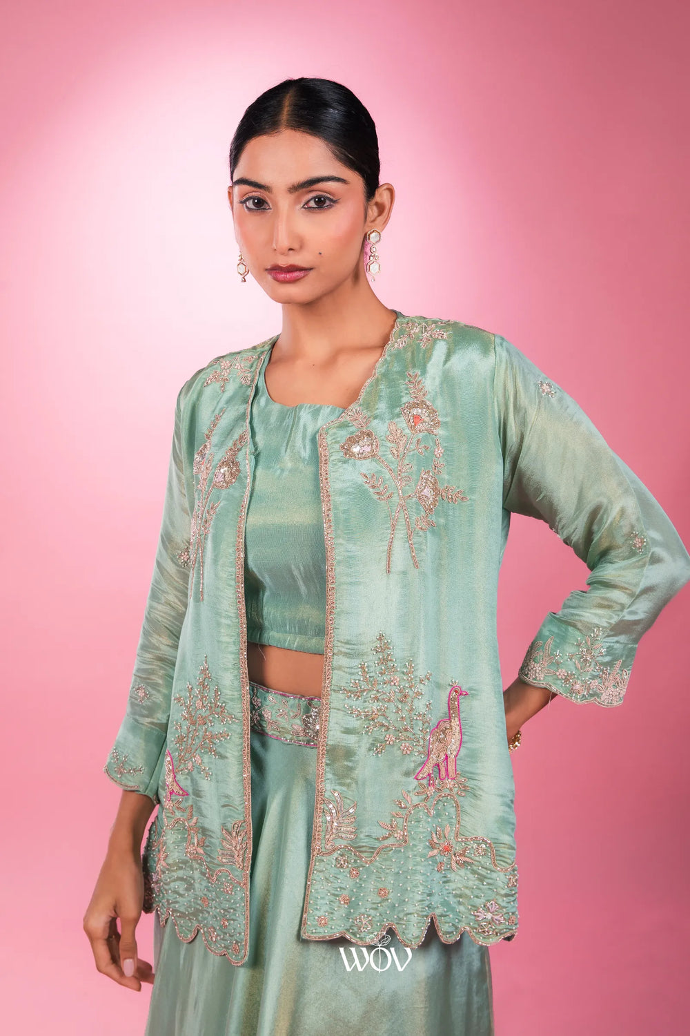 Sage-green Indo-Western Set