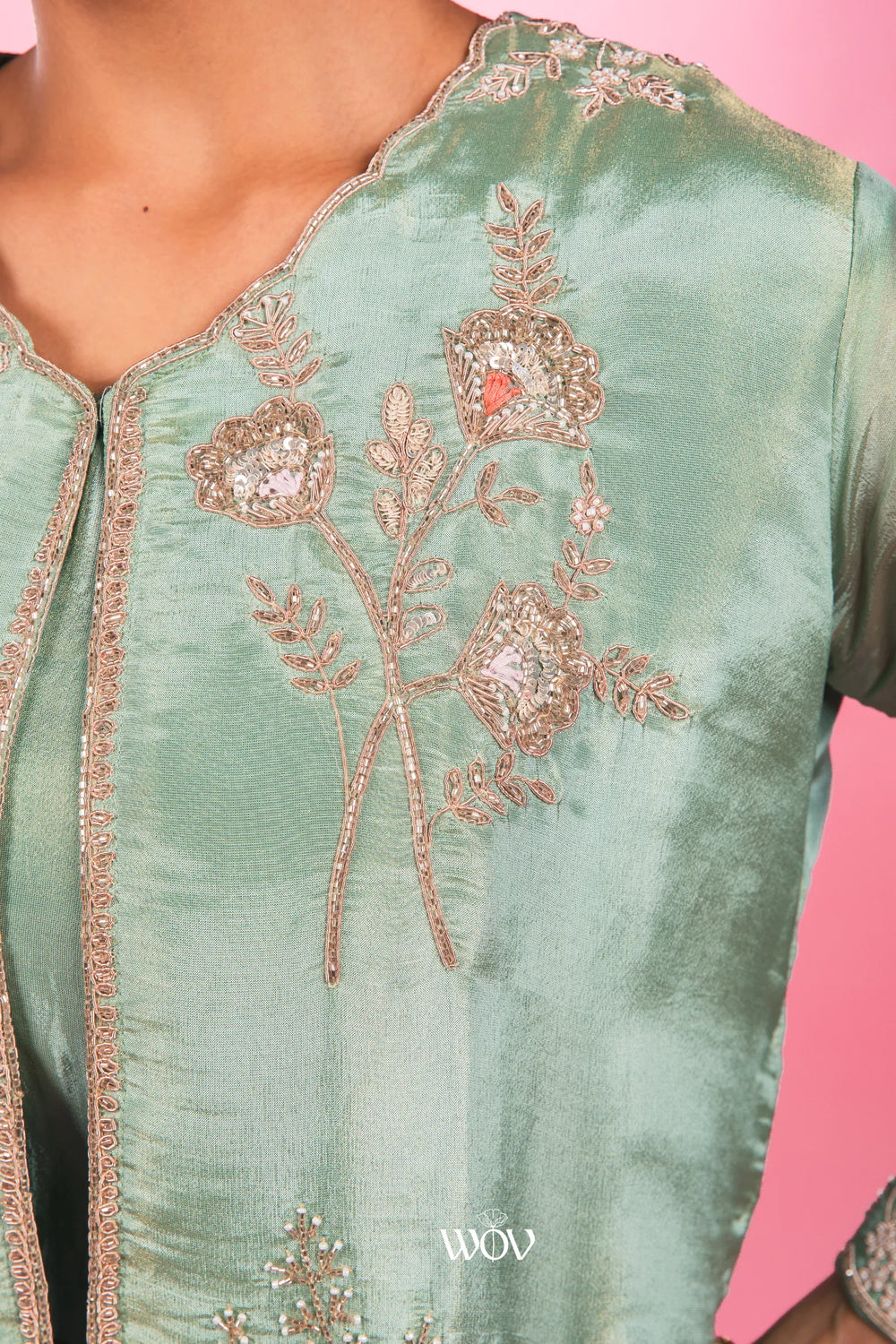 Sage-green Indo-Western Set