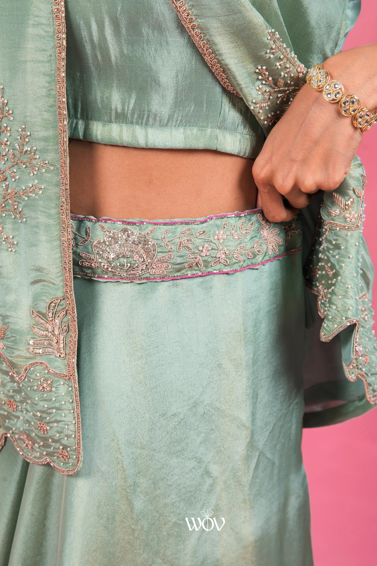 Sage-green Indo-Western Set