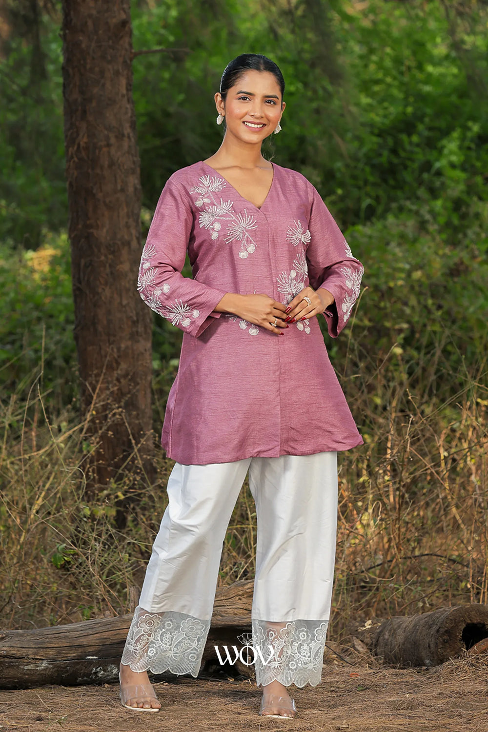 Dusty Mauve Embroidered Top