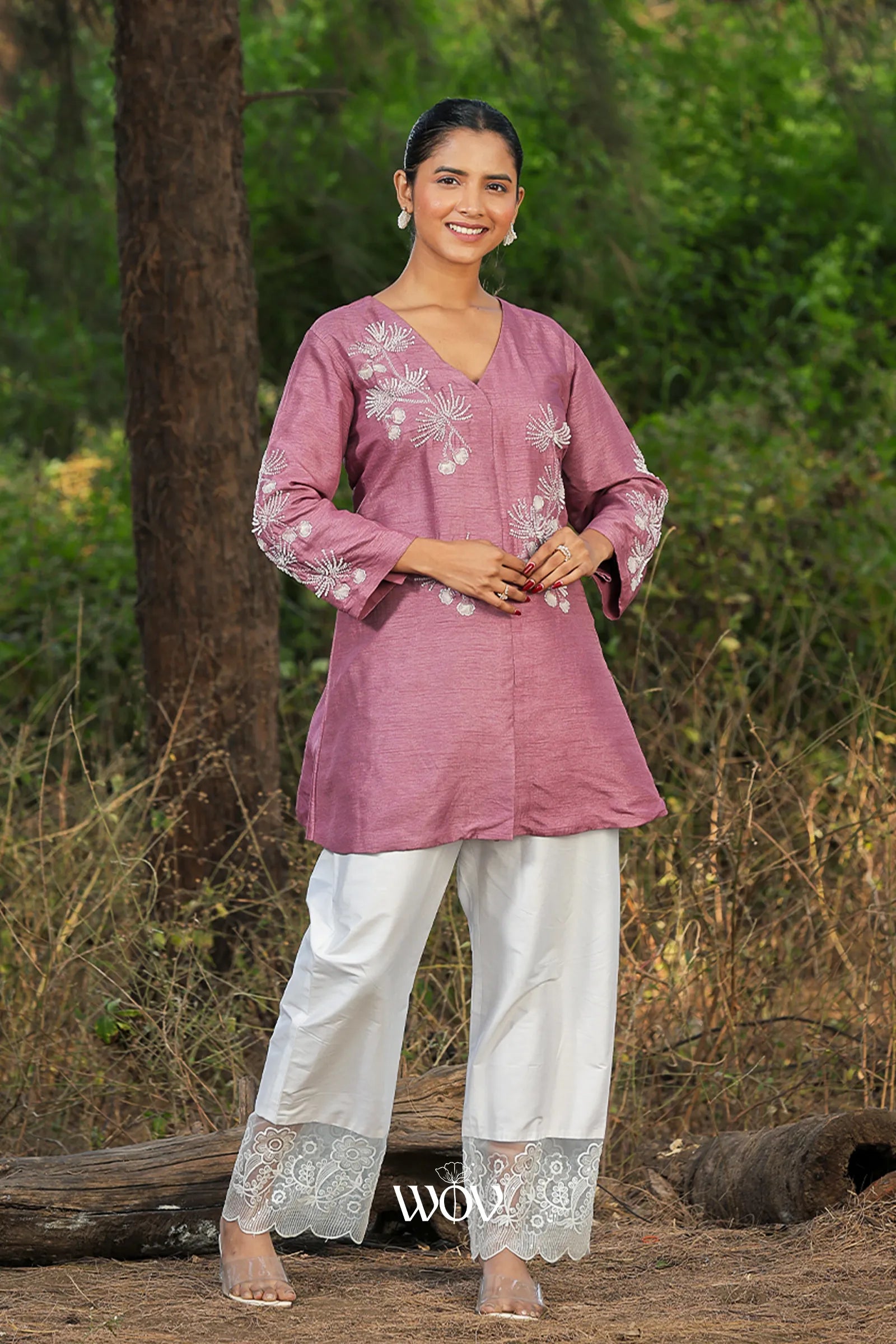 Dusty Mauve Embroidered Top