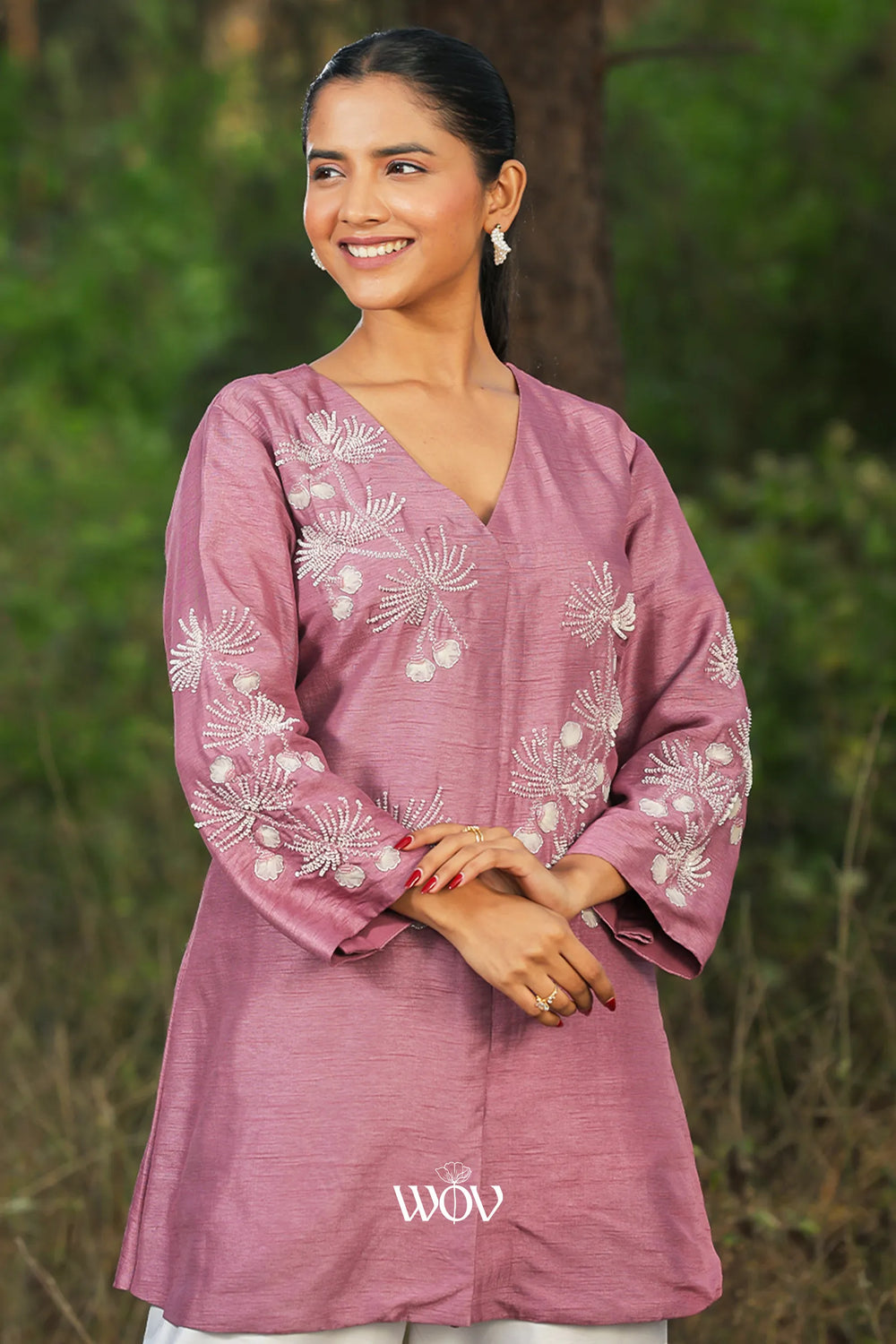 Dusty Mauve Embroidered Top