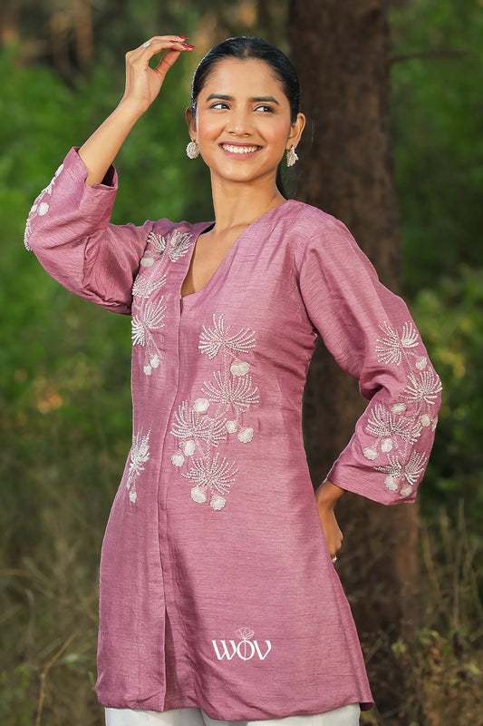Dusty Mauve Embroidered Top