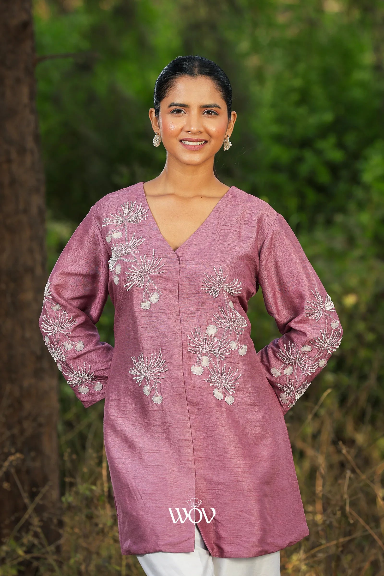 Dusty Mauve Embroidered Top