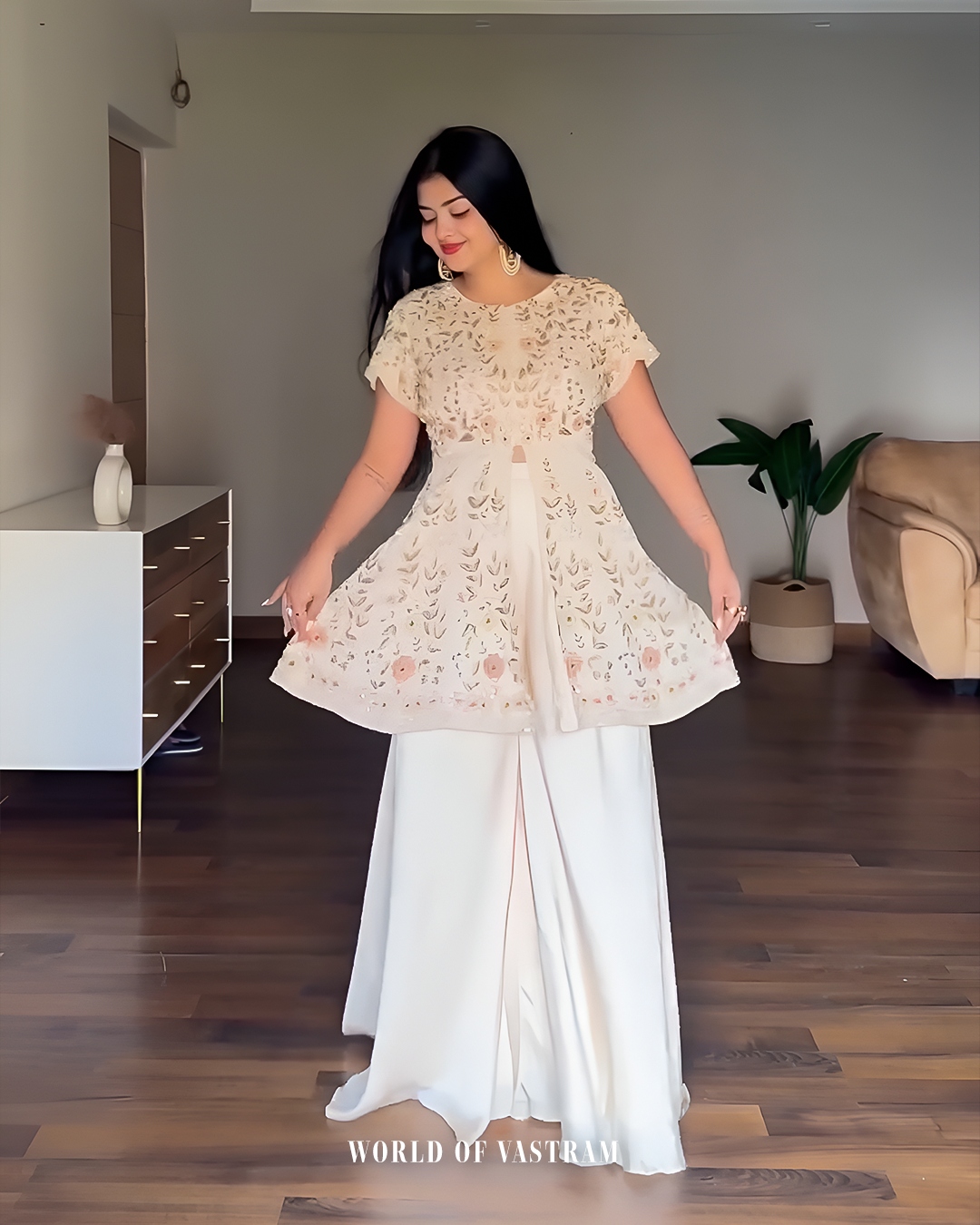 Disha bharti wearing white peplum set