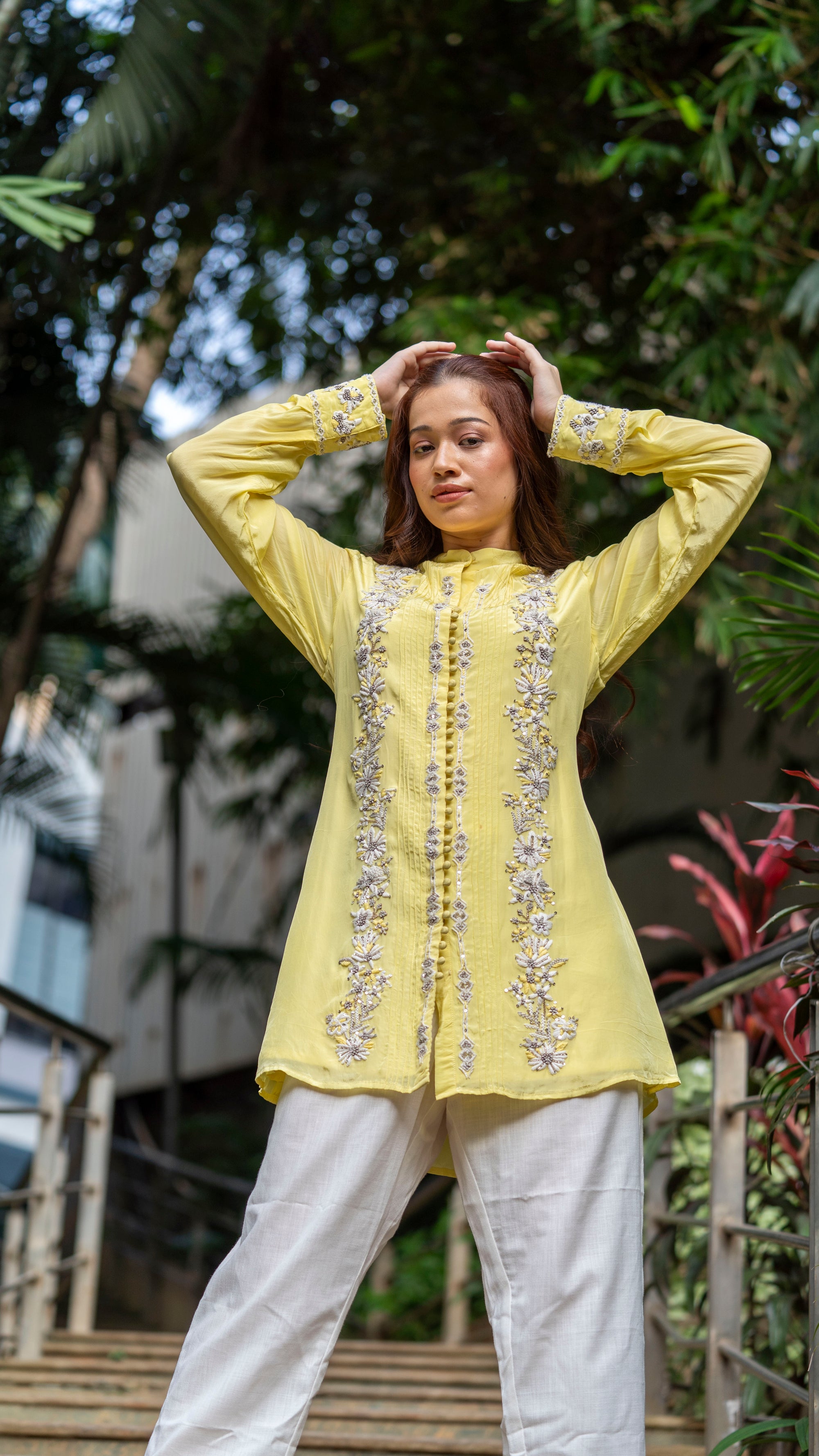 Yellow heavy crepe work top