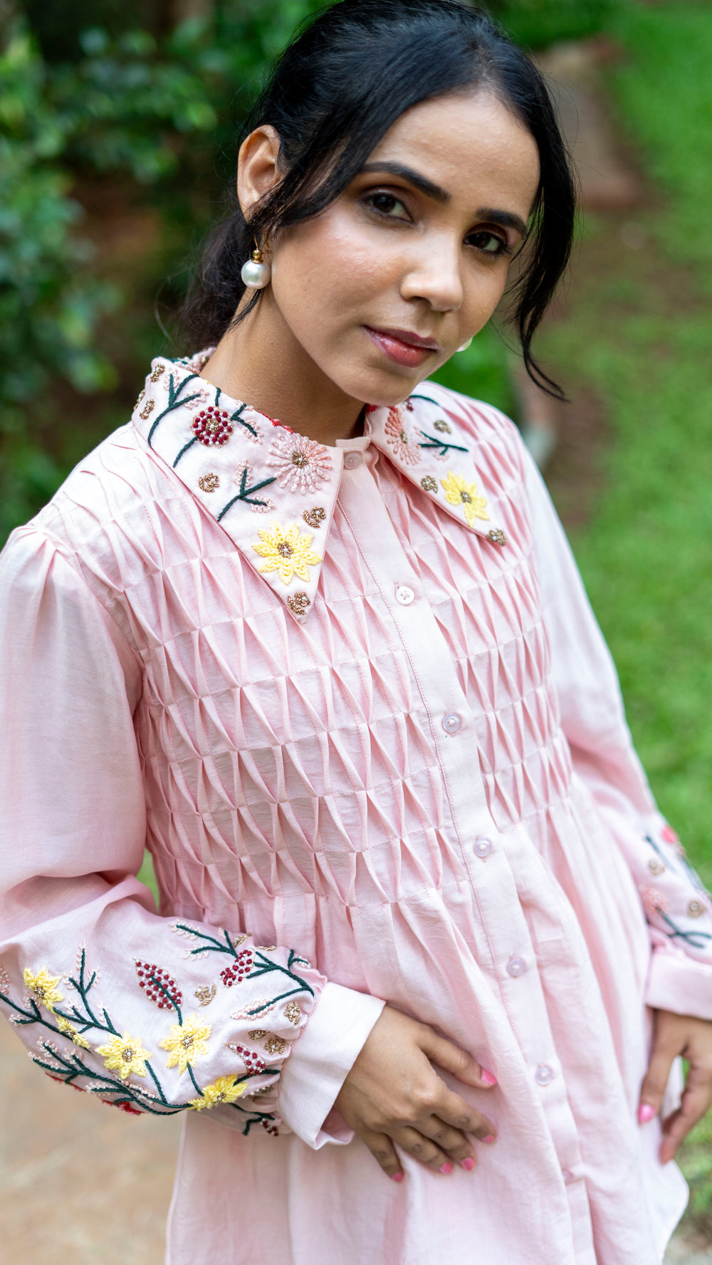 Soft pink chanderi  silk top