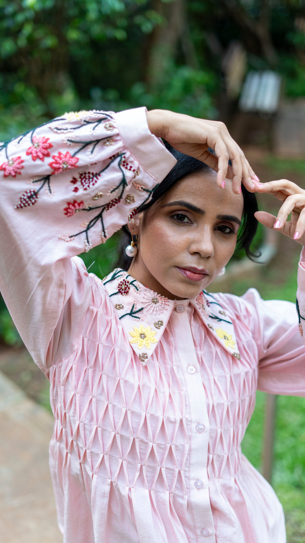 Soft pink chanderi  silk top