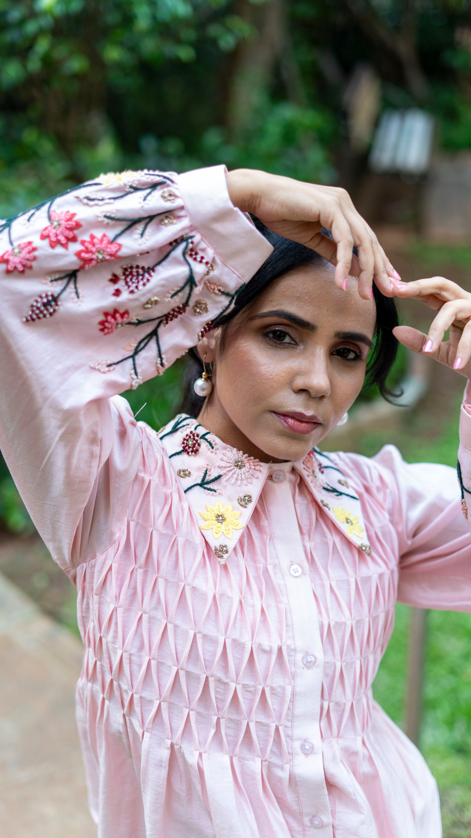 Soft pink chanderi  silk top