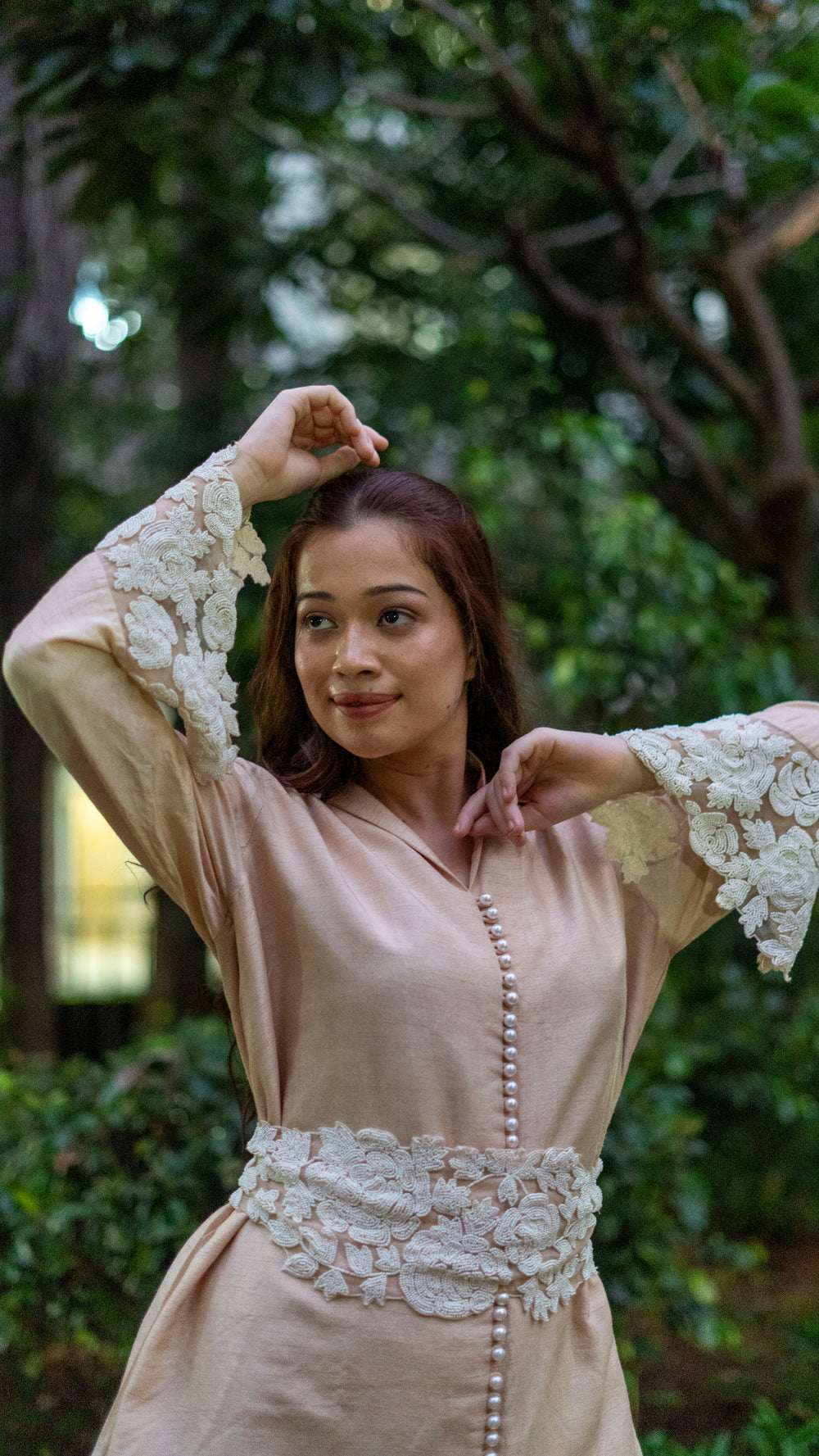 Cream dupien organza top
