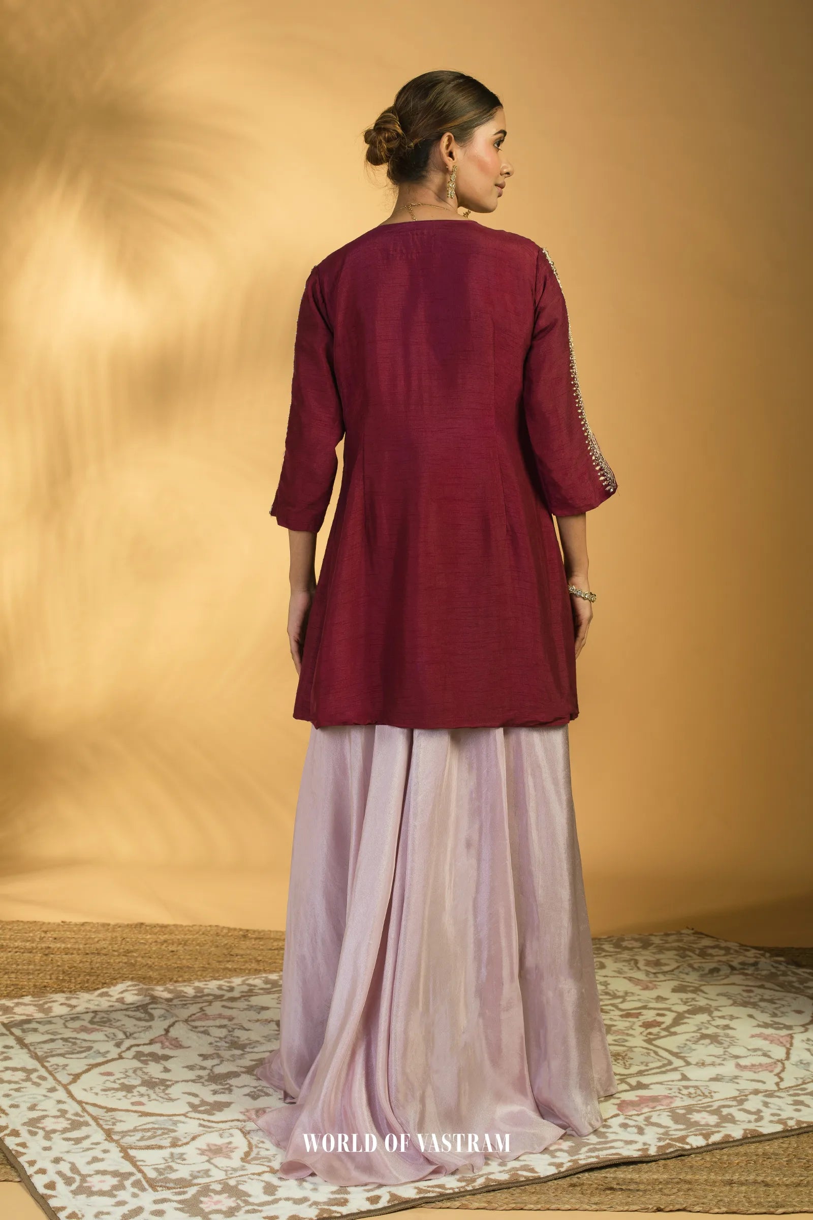 Wine Zardosi Lehenga Set