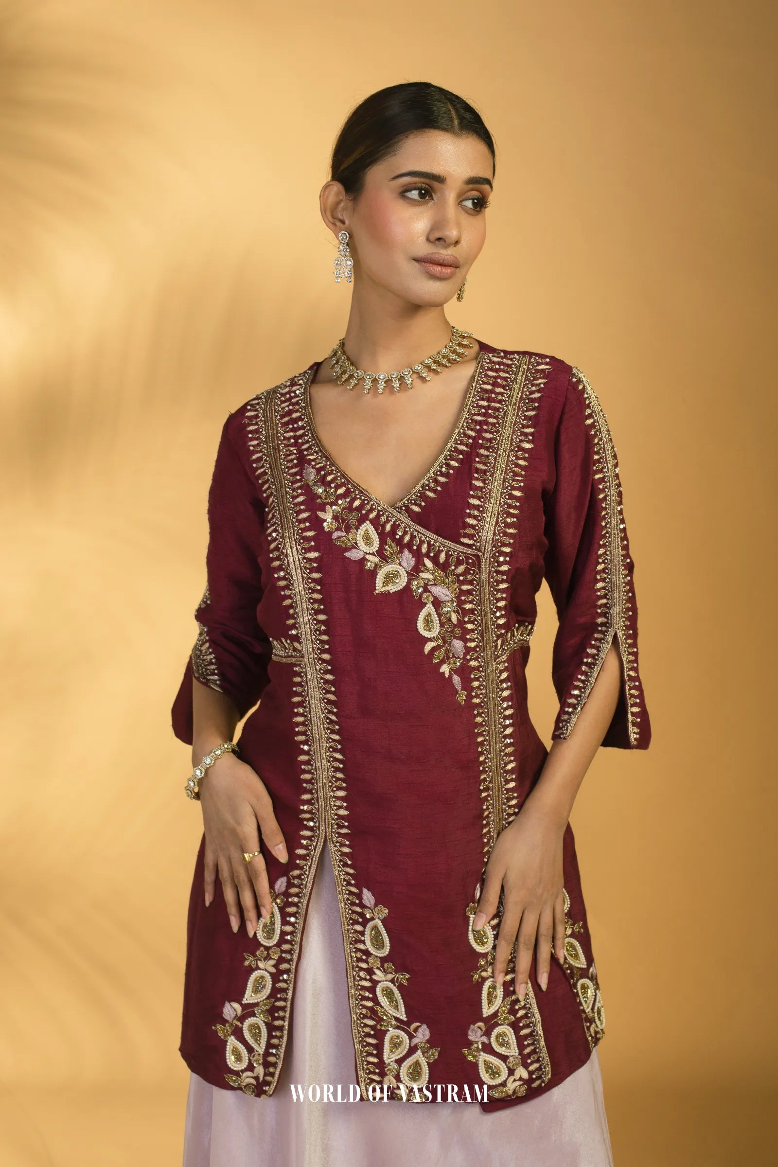 Wine Zardosi Lehenga Set