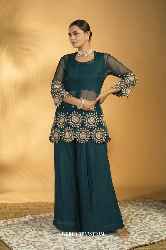 Deep Blue Peplum Set