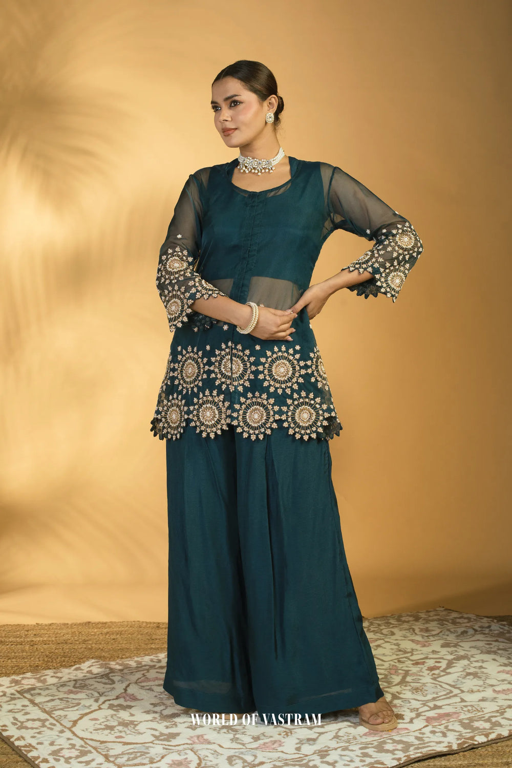 Deep Blue Peplum Set