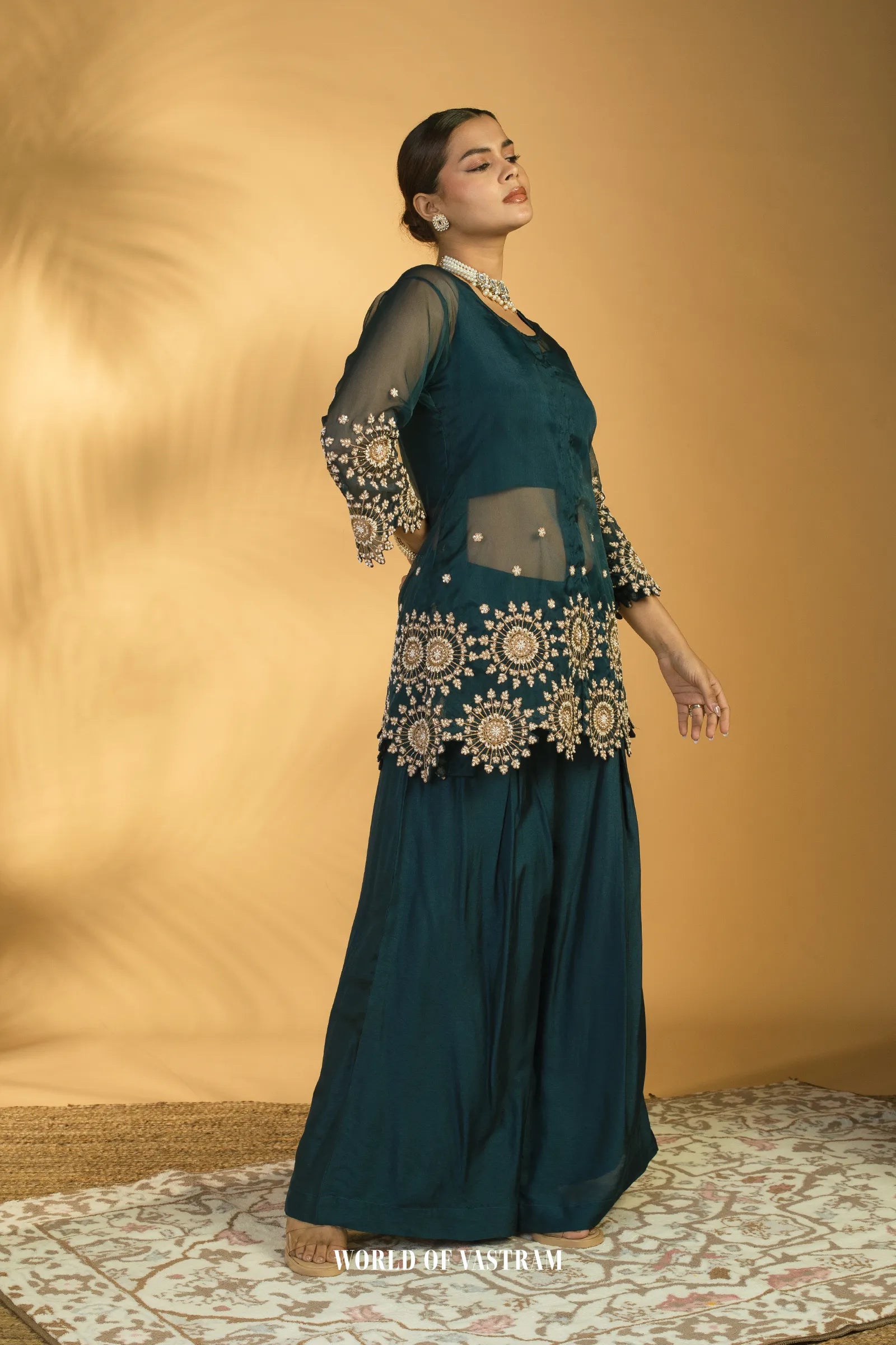 Deep Blue Peplum Set