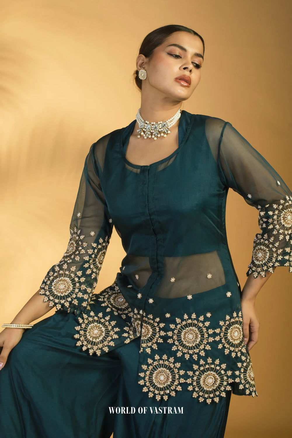Deep Blue Peplum Set