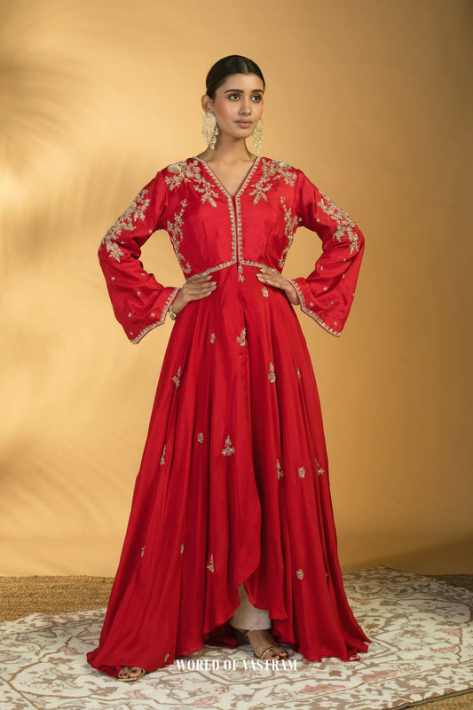 Red JR indowestern set