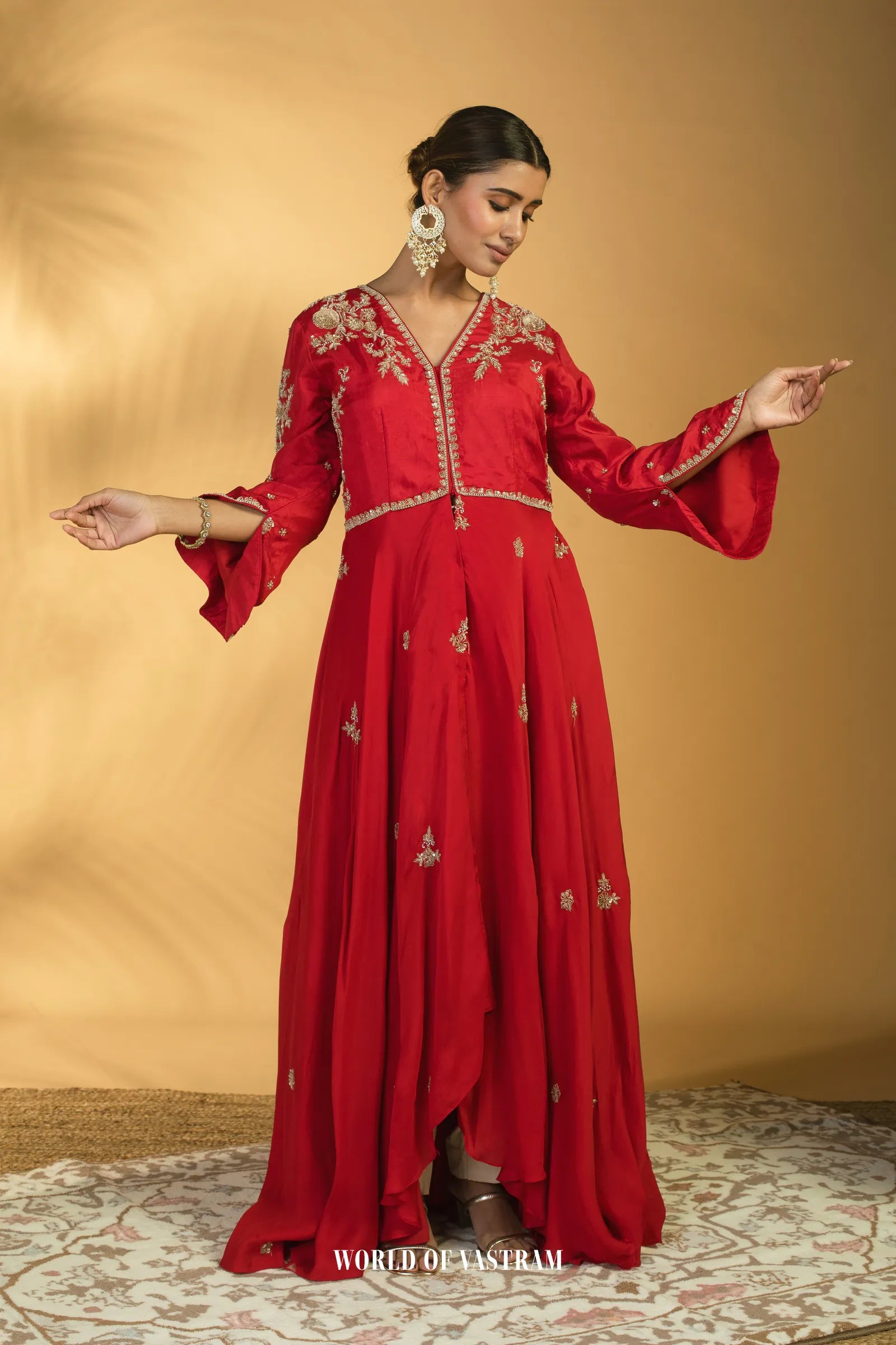 Red JR indowestern set