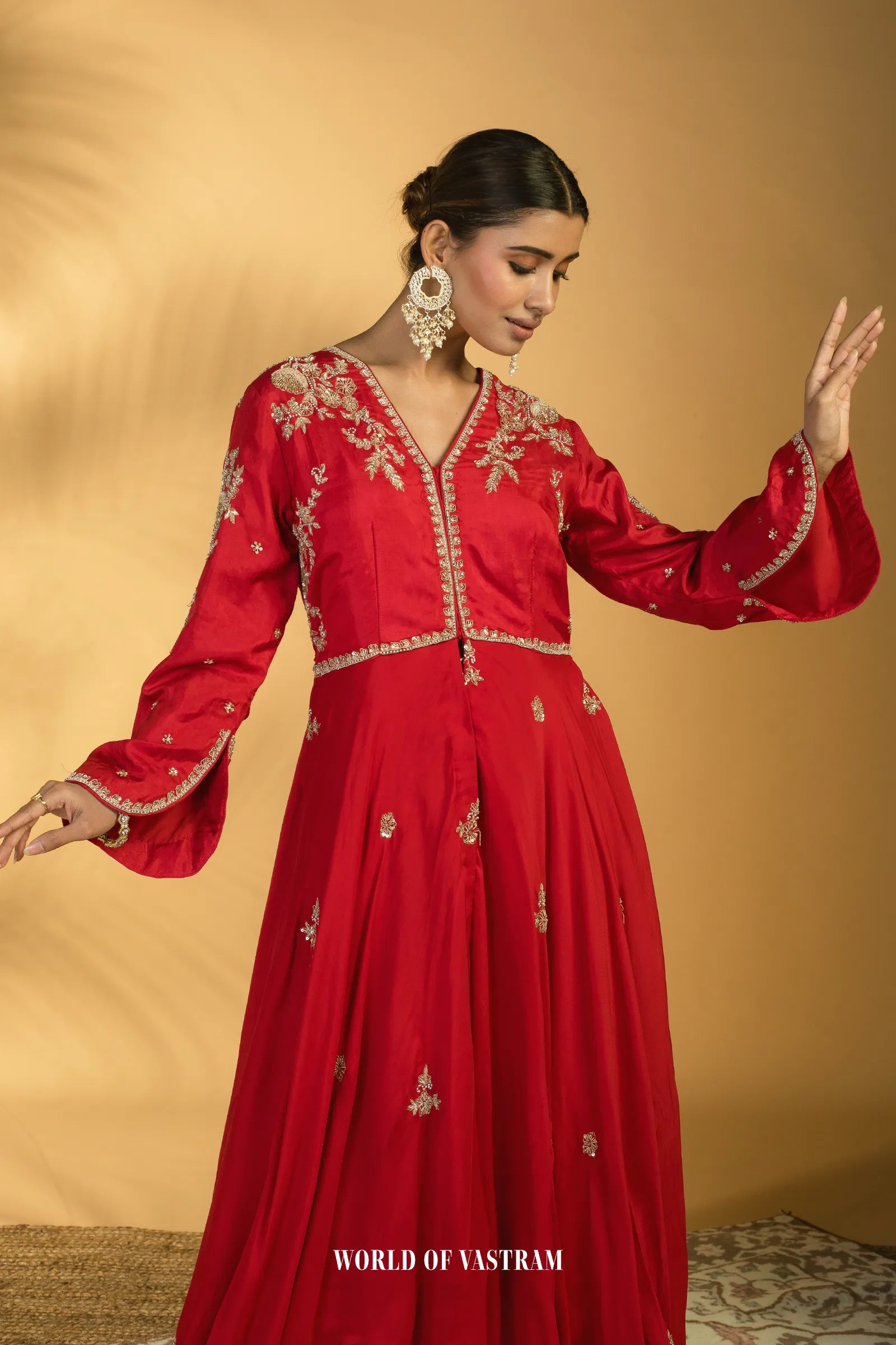 Red JR indowestern set